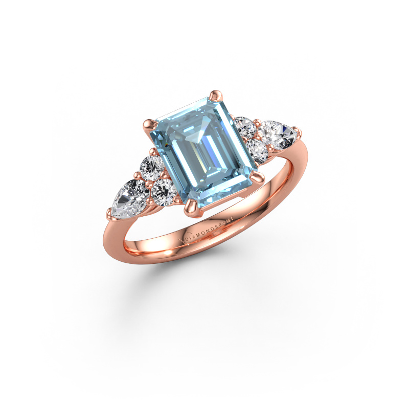 Immagine di Anello di promessa Melani EME 585 oro rosa Diamante lab grown blu 9x7 mm
