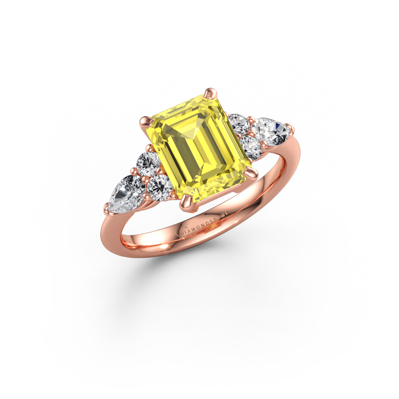 Immagine di Anello di promessa Melani EME 585 oro rosa Diamante lab grown giallo 9x7 mm