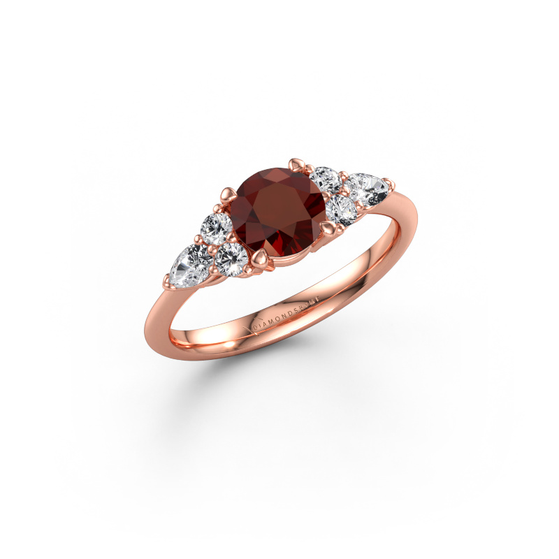 Bild av Förlovningsring Melani RND 585 roséguld Granat 6 mm
