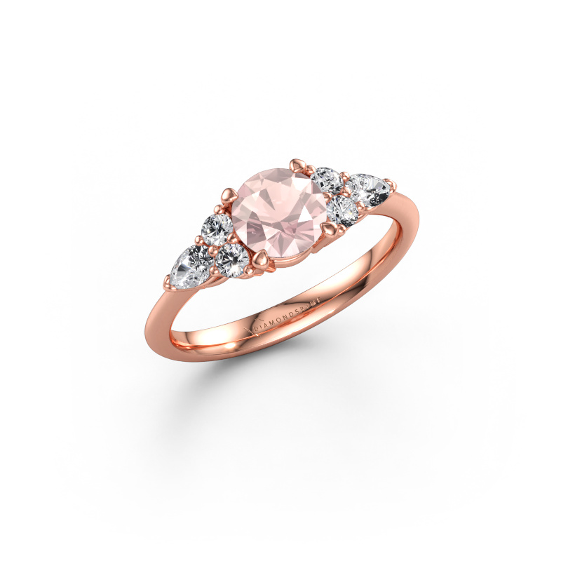 Bild av Förlovningsring Melani RND 585 roséguld Champagnefärgad morganit 6 mm