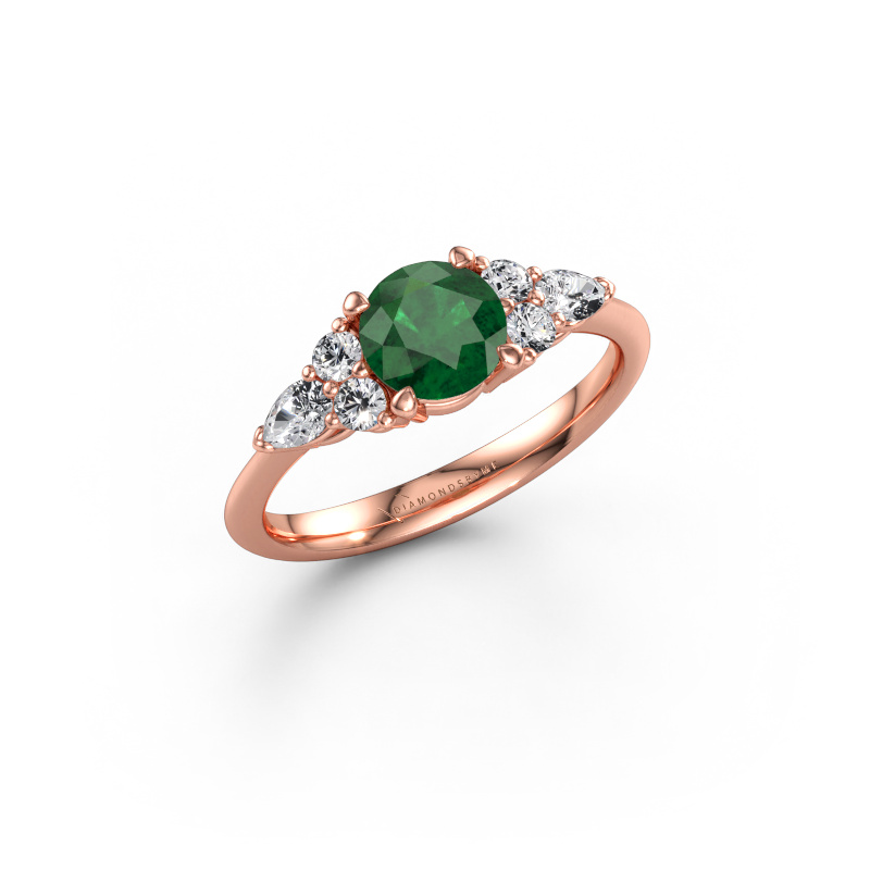 Bild av Förlovningsring Melani RND 585 roséguld Smaragd 6 mm