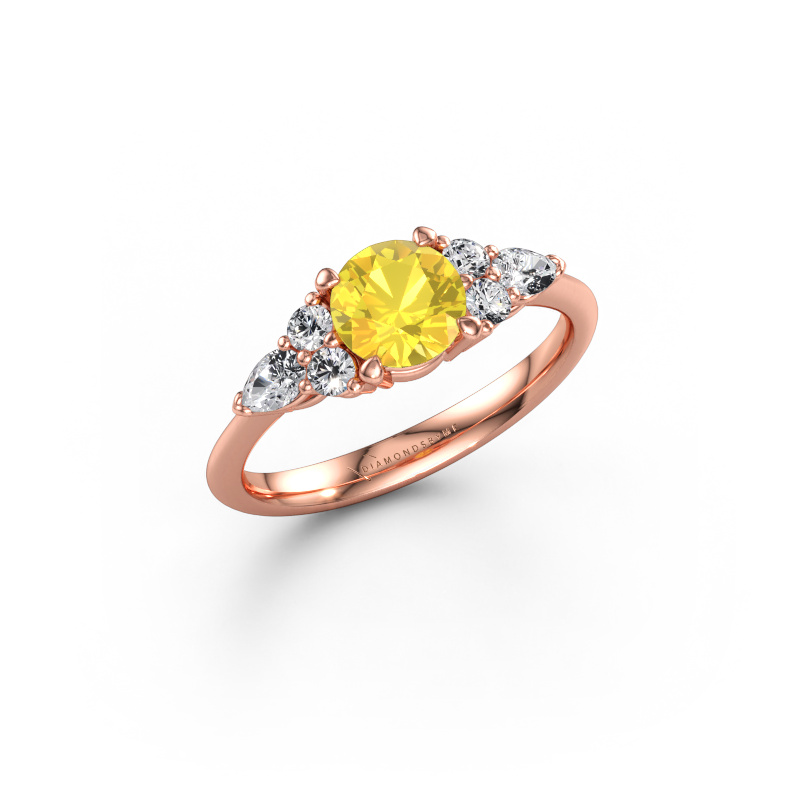 Immagine di Anello di fidanzamento Melani RND 585 oro rosa Zaffiro giallo 6 mm