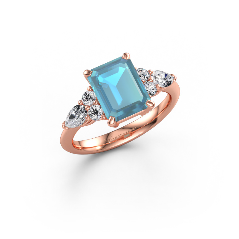 Immagine di Anello di promessa Melani EME 585 oro rosa Topazio blu 9x7 mm