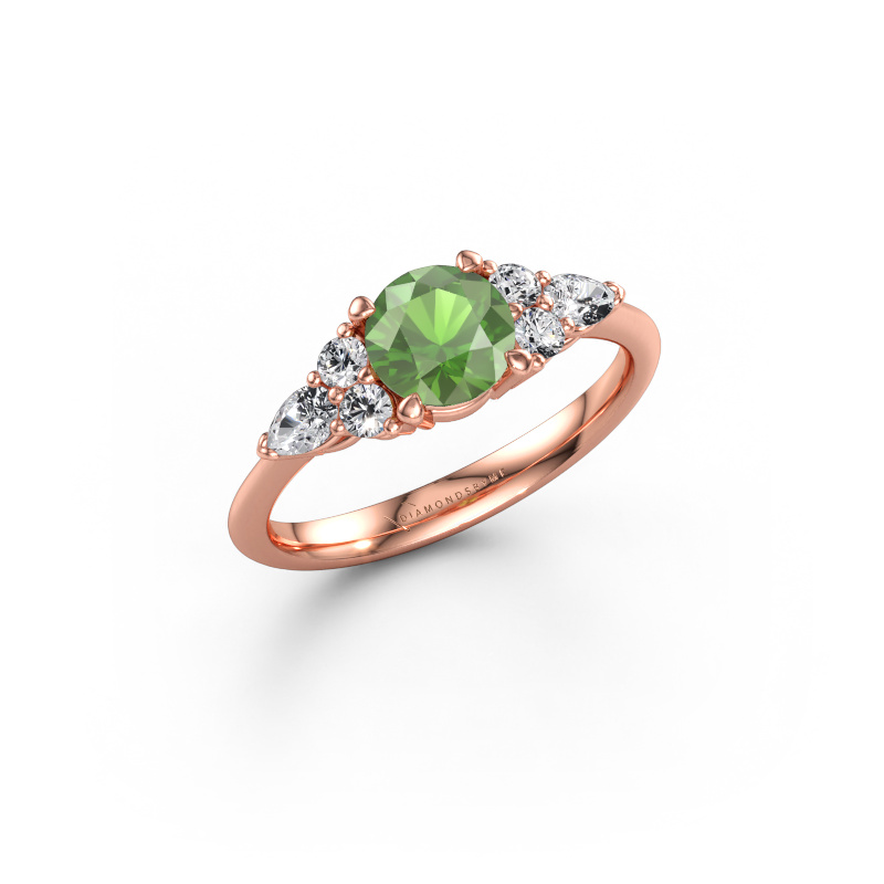 Bild av Förlovningsring Melani RND 585 roséguld Grön turmalin 6 mm