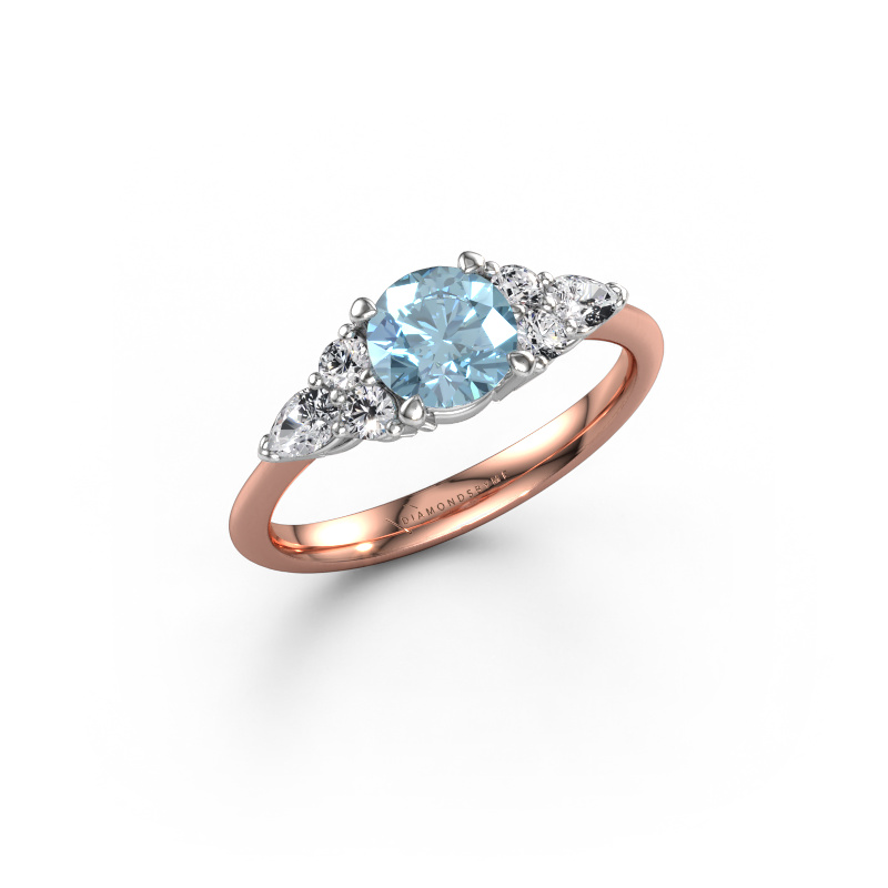 Image of Engagement ring Melani RND 585 rose gold Blue lab grown diamond 6 mm