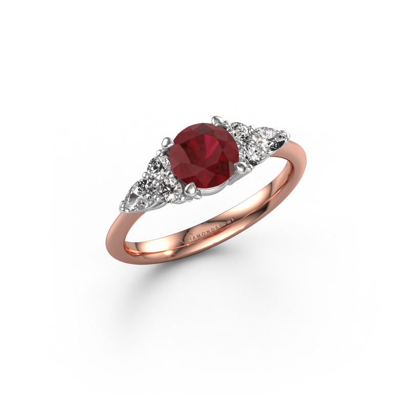 Image of Engagement ring Melani RND 585 rose gold Ruby 6 mm