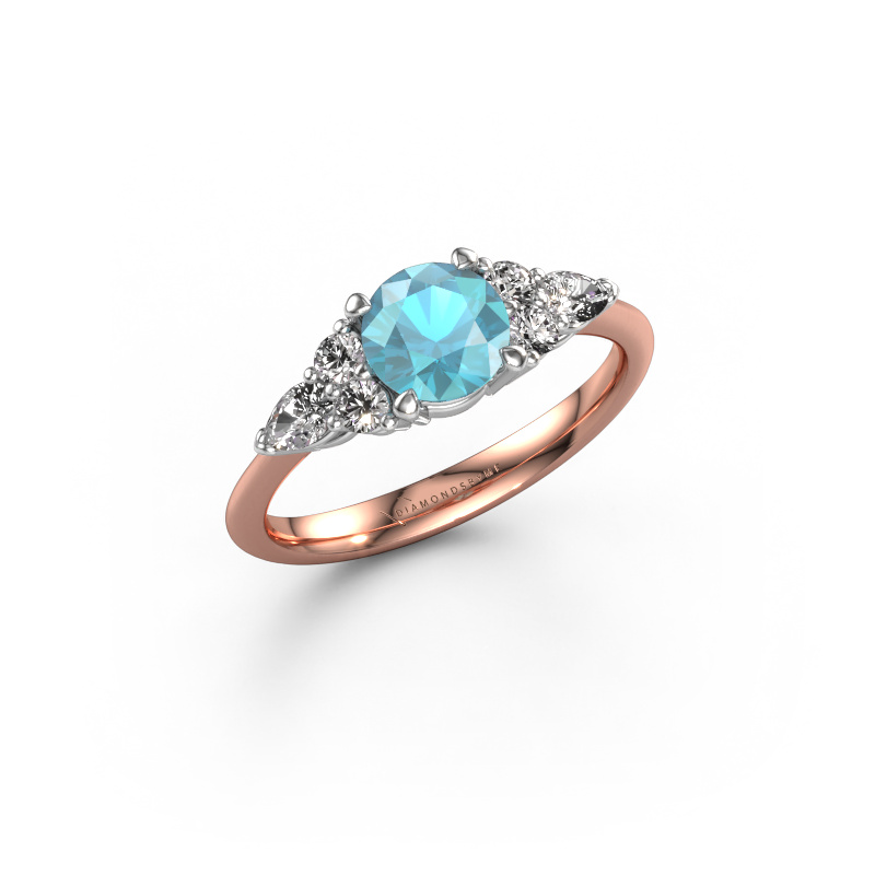 Bild von Verlobungsring Melani RND 585 Roségold Blau Topas 6 mm