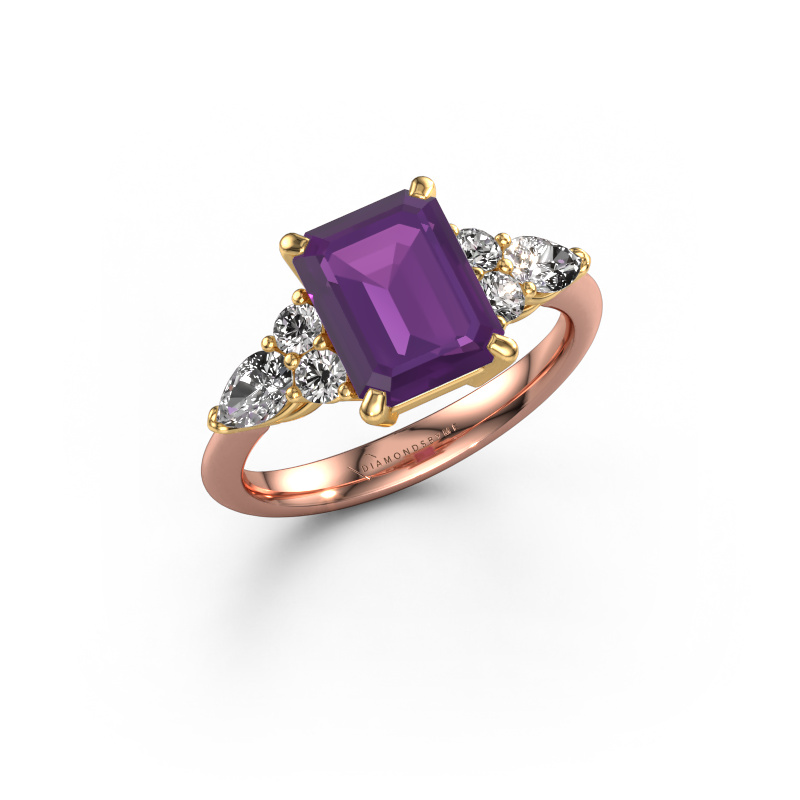 Image of Promise ring Melani EME 585 rose gold Amethyst 9x7 mm