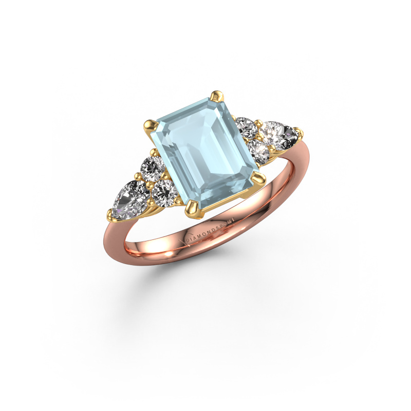 Bild von Verlobungsring Melani EME 585 Roségold Aquamarin 9x7 mm