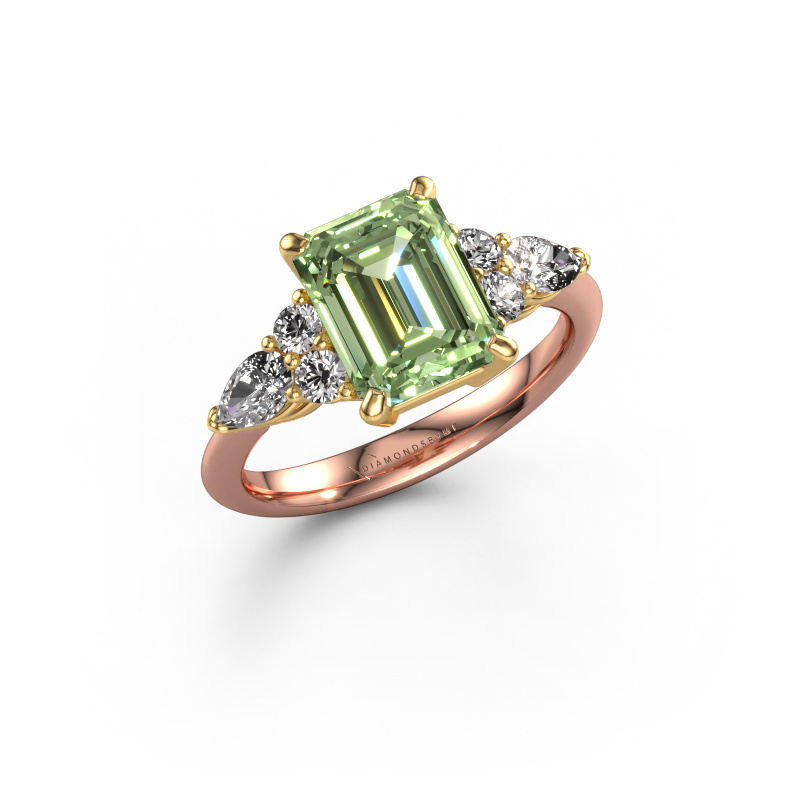 Bild von Verlobungsring Melani EME 585 Roségold Grüner Labor-Diamant 9x7 mm