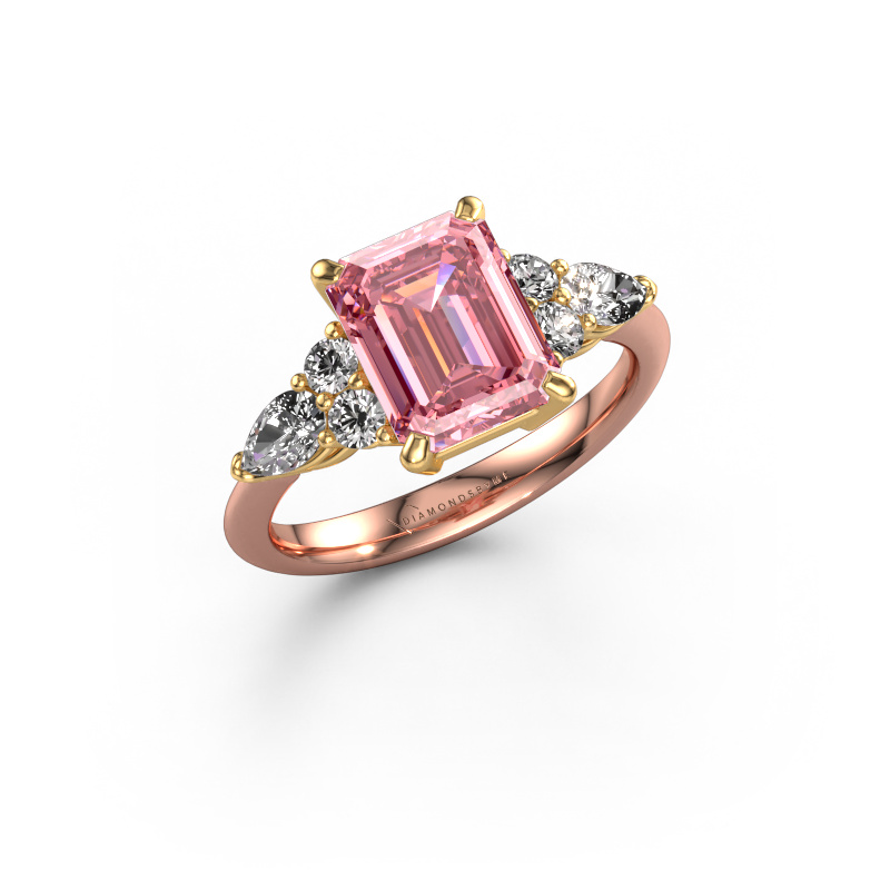 Image of Promise ring Melani EME 585 rose gold Pink lab grown diamond 9x7 mm