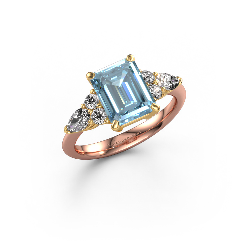 Image of Promise ring Melani EME 585 rose gold Blue lab grown diamond 9x7 mm