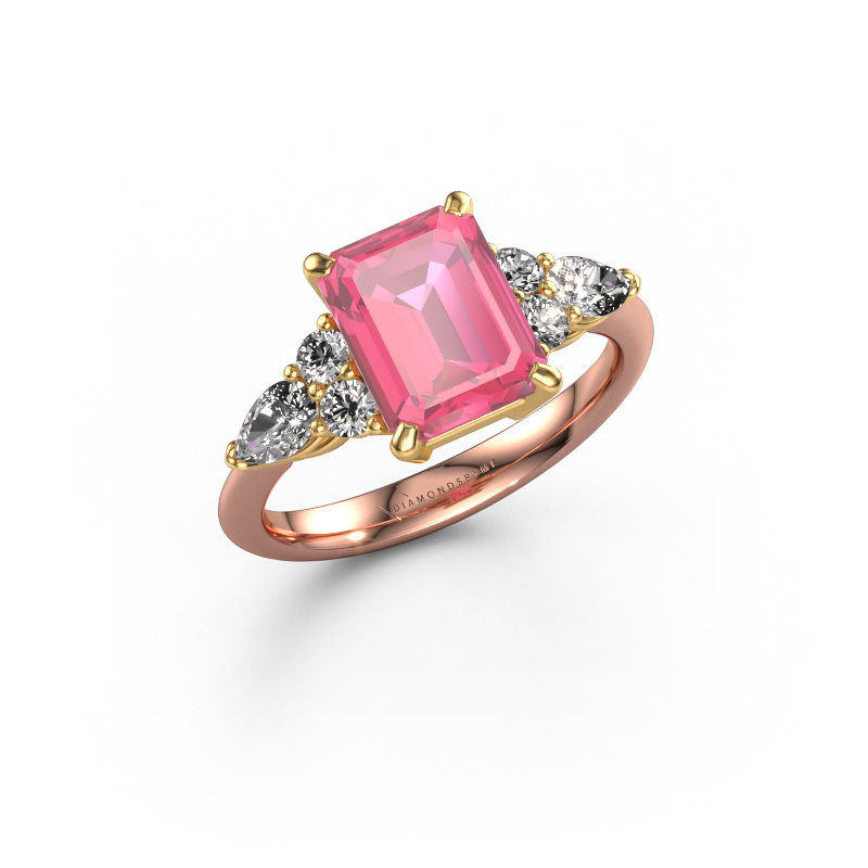 Image of Promise ring Melani EME 585 rose gold Pink sapphire 9x7 mm