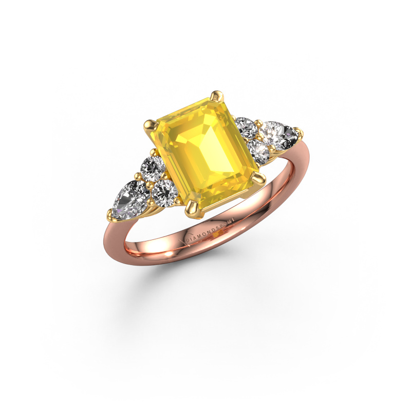 Bild von Verlobungsring Melani EME 585 Roségold Gelb Saphir 9x7 mm