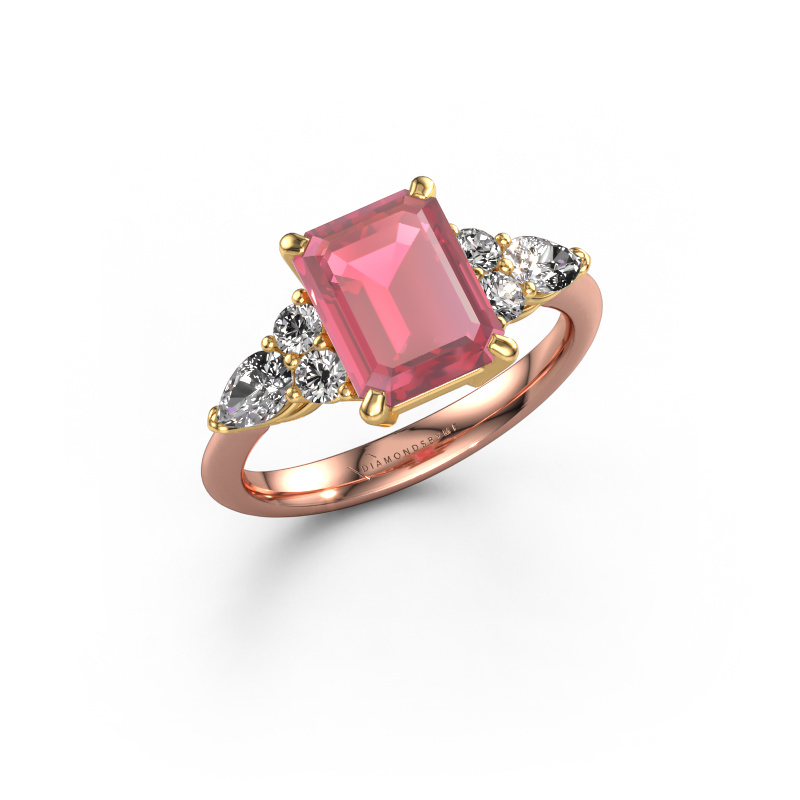Image of Promise ring Melani EME 585 rose gold Tourmaline pink 9x7 mm
