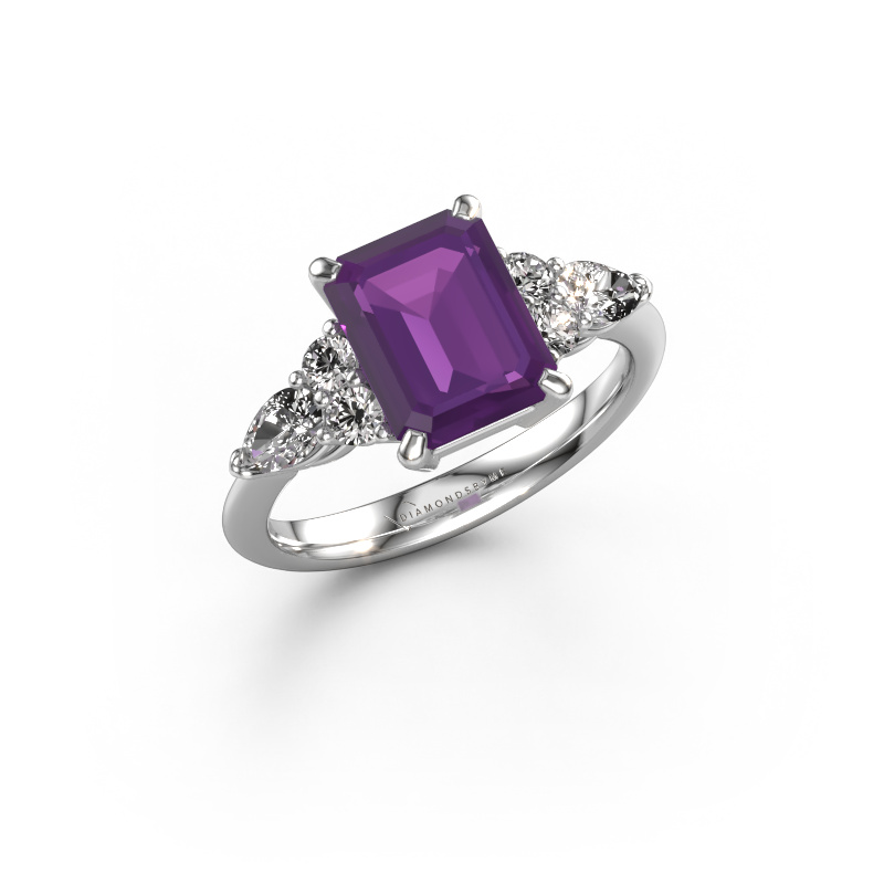 Afbeelding van Promise ring Melani EME 950 platina Amethist 9x7 mm