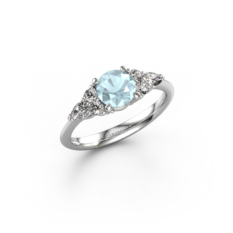 Bild von Verlobungsring Melani RND 585 Weißgold Aquamarin 6 mm