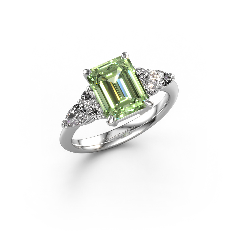 Image of Promise ring Melani EME 950 platinum Green lab grown diamond 9x7 mm