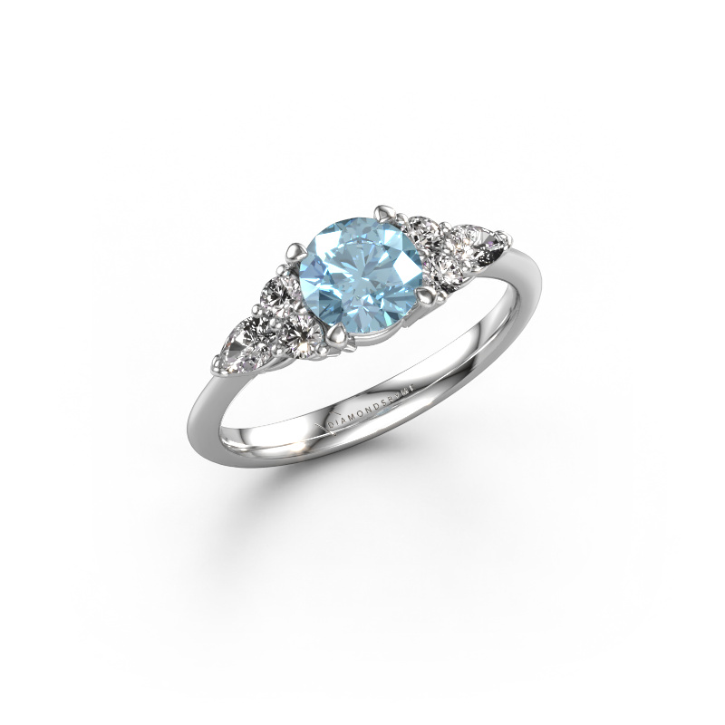 Image of Engagement ring Melani RND 585 white gold Blue lab grown diamond 6 mm