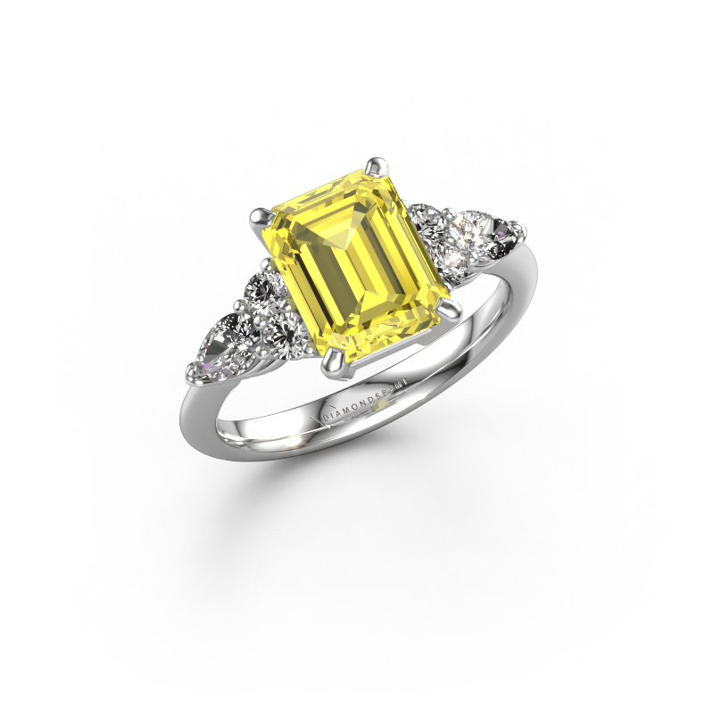 Image of Promise ring Melani EME 950 platinum Yellow lab grown diamond 9x7 mm