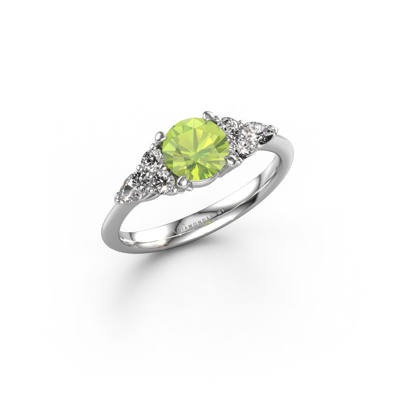 Image of Engagement ring Melani RND 585 white gold Peridot 6 mm