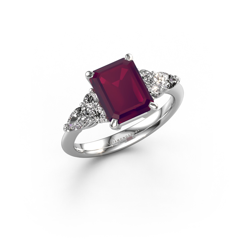 Image of Promise ring Melani EME 950 platinum Rhodolite 9x7 mm
