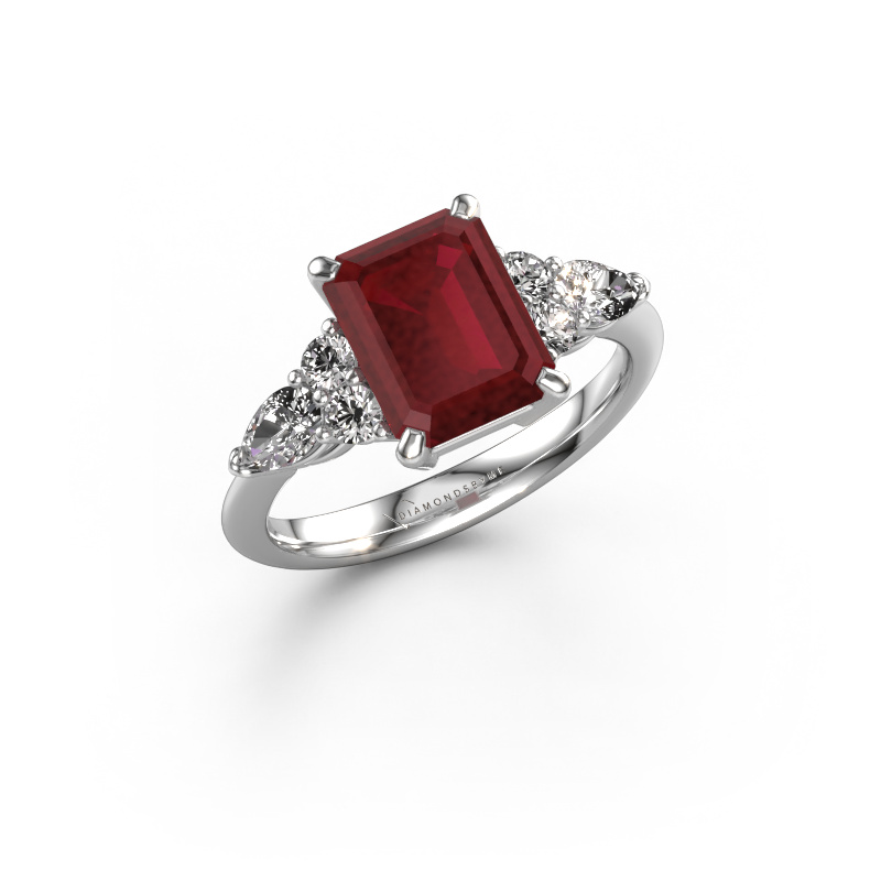 Image of Promise ring Melani EME 950 platinum Ruby 9x7 mm