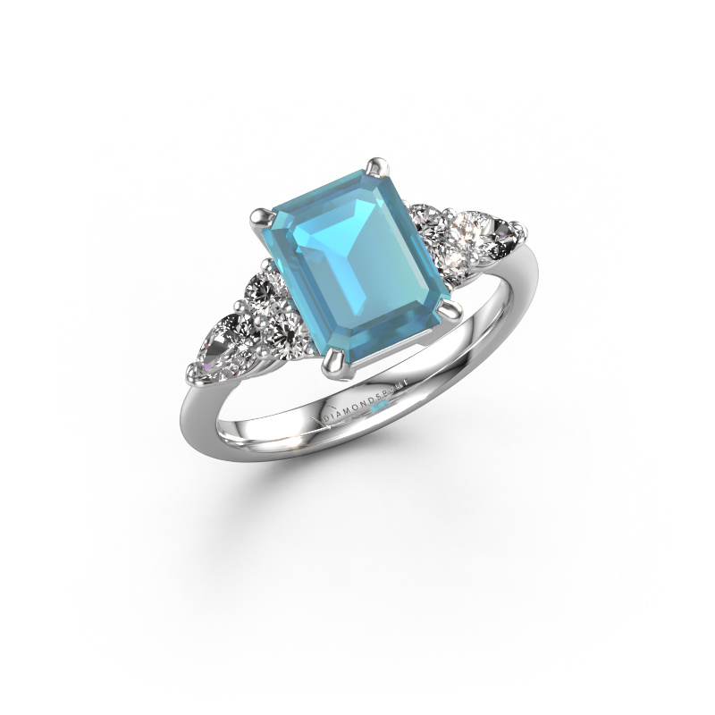 Image of Promise ring Melani EME 950 platinum Blue topaz 9x7 mm