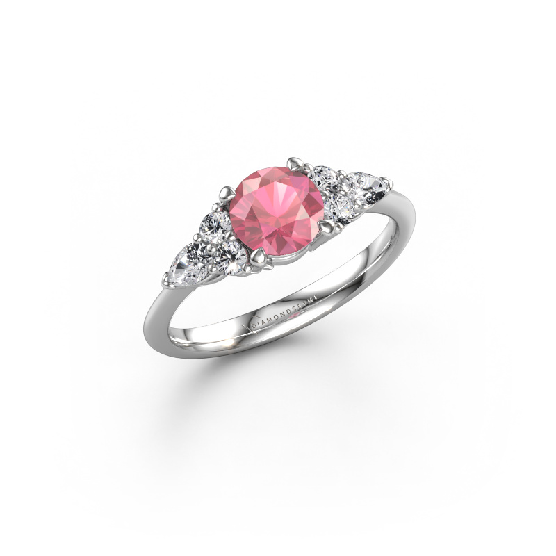 Bild von Verlobungsring Melani RND 585 Weißgold Turmalin rosa 6 mm