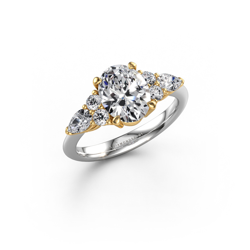 Image de Bague de fiançailles Melani OVL 585 or blanc Diamant synthétique 2.52 crt