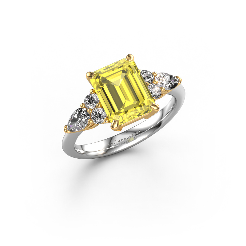 Image of Promise ring Melani EME 585 white gold Yellow lab grown diamond 9x7 mm
