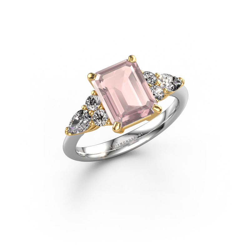 Image of Promise ring Melani EME 585 white gold Morganite champagne 9x7 mm