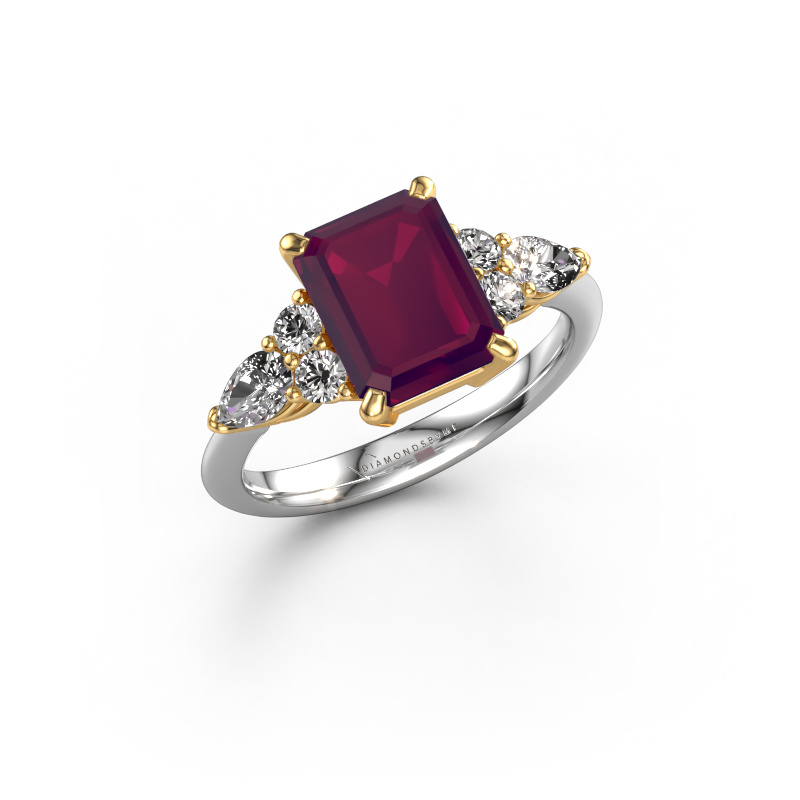 Afbeelding van Promise ring Melani EME 585 witgoud Rhodoliet 9x7 mm