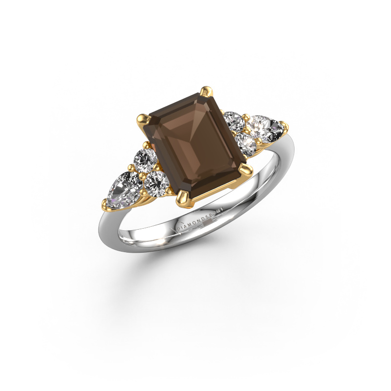 Image of Promise ring Melani EME 585 white gold Smokey quartz 9x7 mm