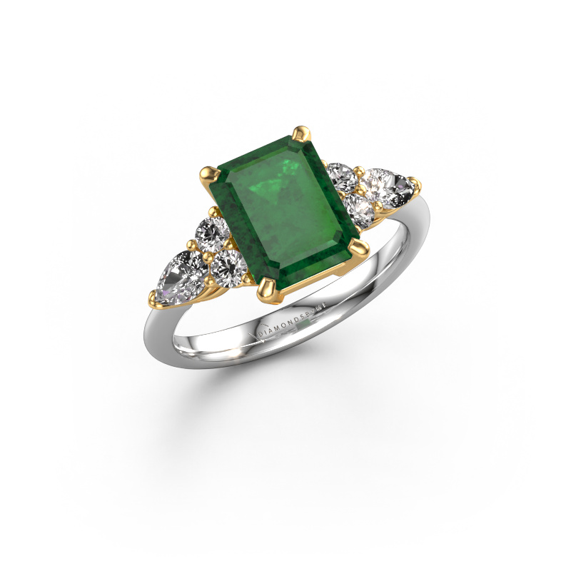 Image of Promise ring Melani EME 585 white gold Emerald 9x7 mm