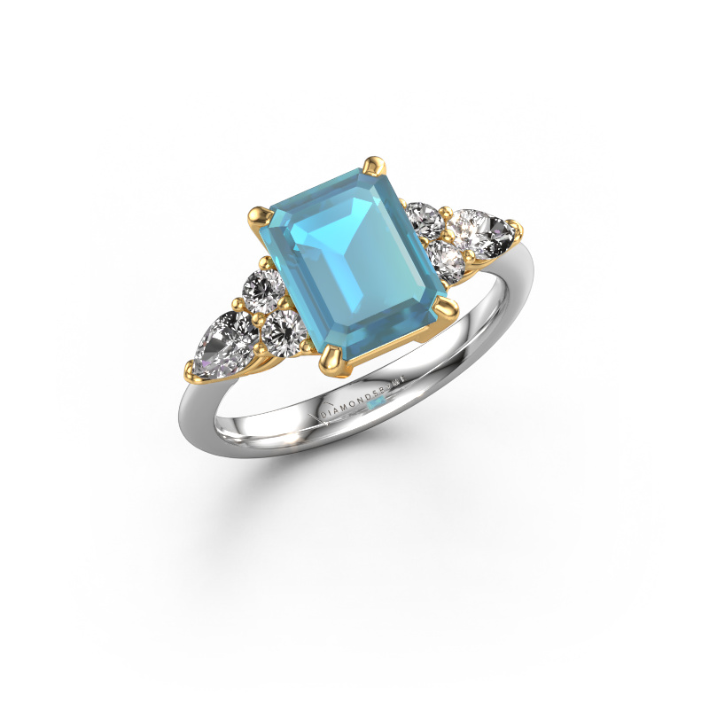 Bild von Verlobungsring Melani EME 585 Weißgold Blau Topas 9x7 mm