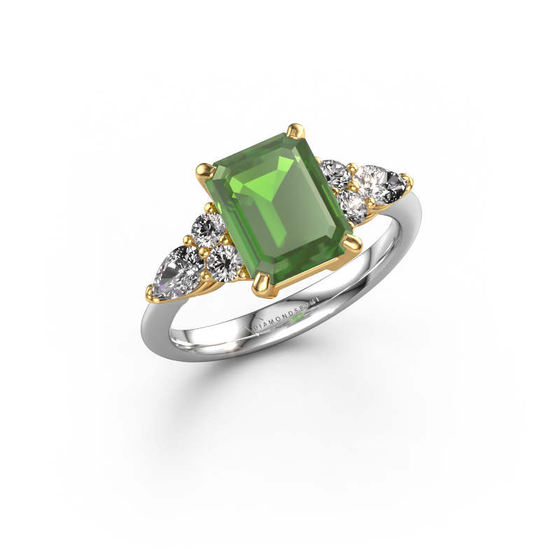 Image of Promise ring Melani EME 585 white gold Tourmaline green 9x7 mm