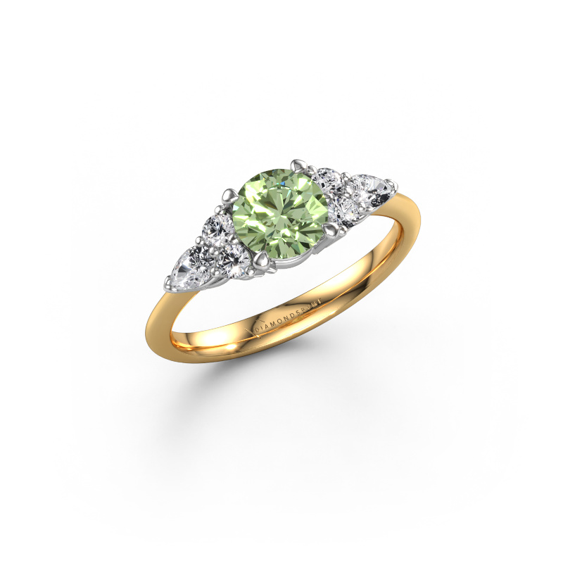 Image of Engagement ring Melani RND 585 gold Green lab grown diamond 6 mm