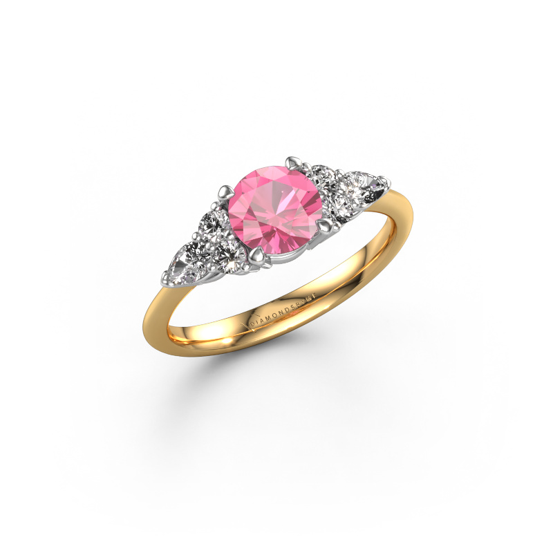 Image de Bague de fiançailles Melani RND 585 or jaune Saphir rose 6 mm