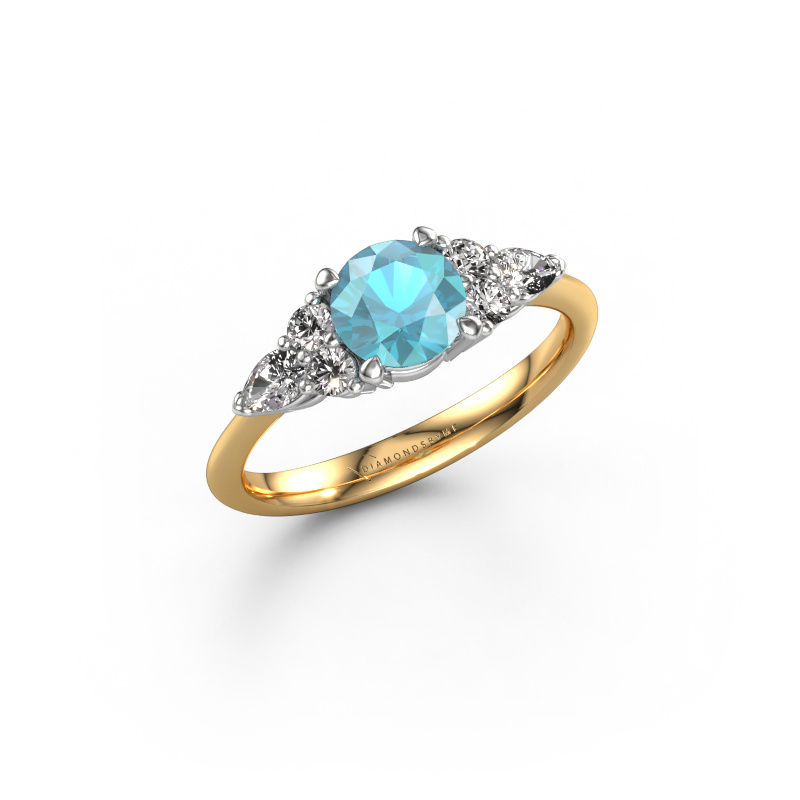 Bild von Verlobungsring Melani RND 585 Gold Blau Topas 6 mm
