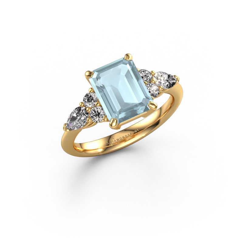 Image de Bague de fiançailles Melani EME 585 or jaune Aigue-marine 9x7 mm