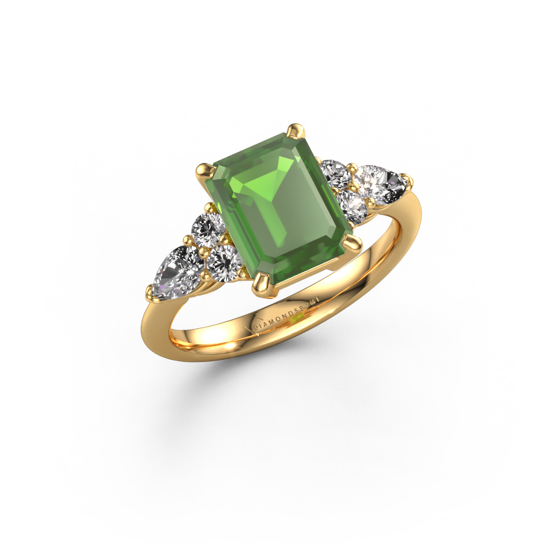 Image of Promise ring Melani EME 585 gold Tourmaline green 9x7 mm