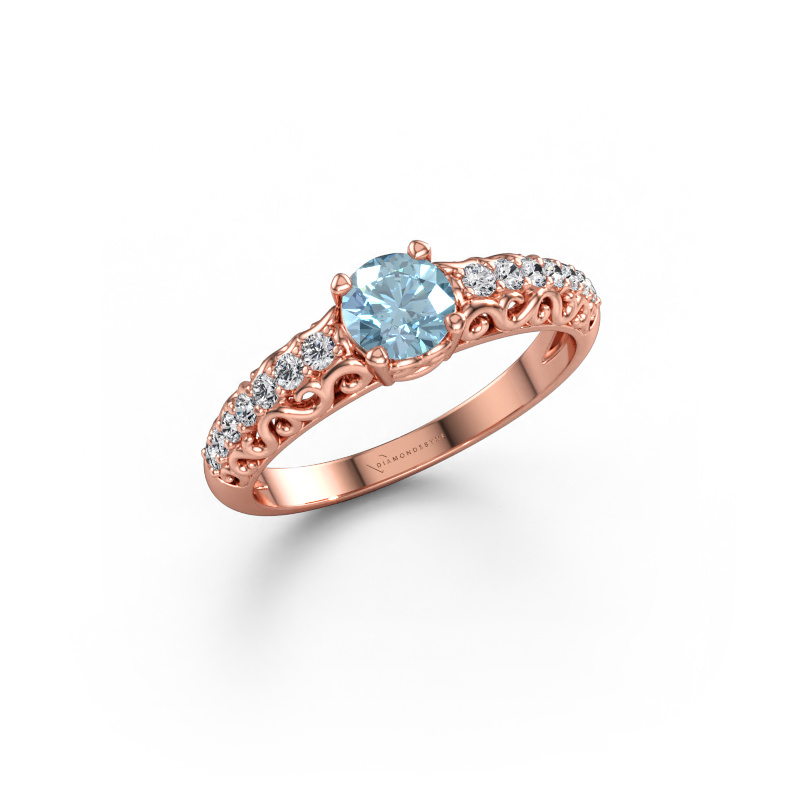 Bild av Förlovningsring Mellie 585 roséguld Blå labbodlad diamant 5 mm
