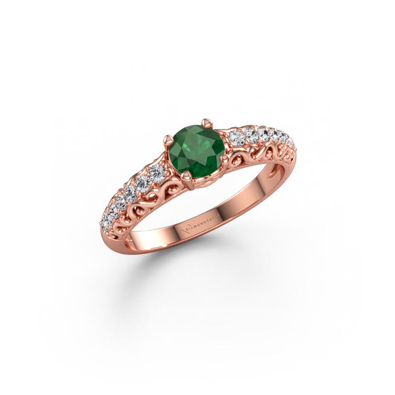 Bild av Förlovningsring Mellie 585 roséguld Smaragd 5 mm