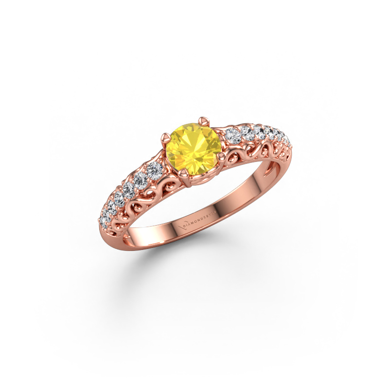 Bild av Förlovningsring Mellie 585 roséguld Gul safir 5 mm