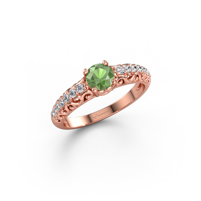 Bild av Förlovningsring Mellie 585 roséguld Grön turmalin 5 mm