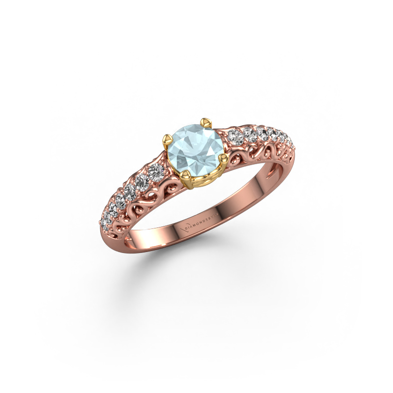 Bild von Verlobungsring Mellie 585 Roségold Aquamarin 5 mm