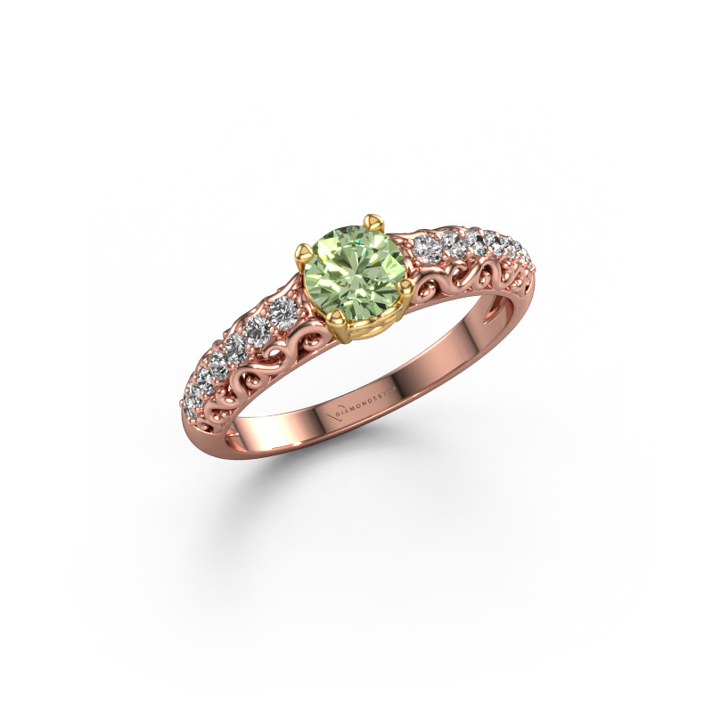 Image of Engagement ring Mellie 585 rose gold Green lab grown diamond 5 mm