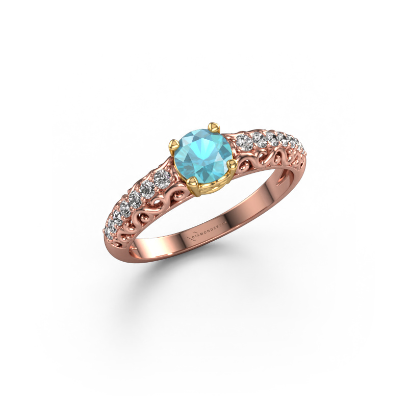 Image de Bague de fiançailles Mellie 585 or rose Topaze bleue 5 mm