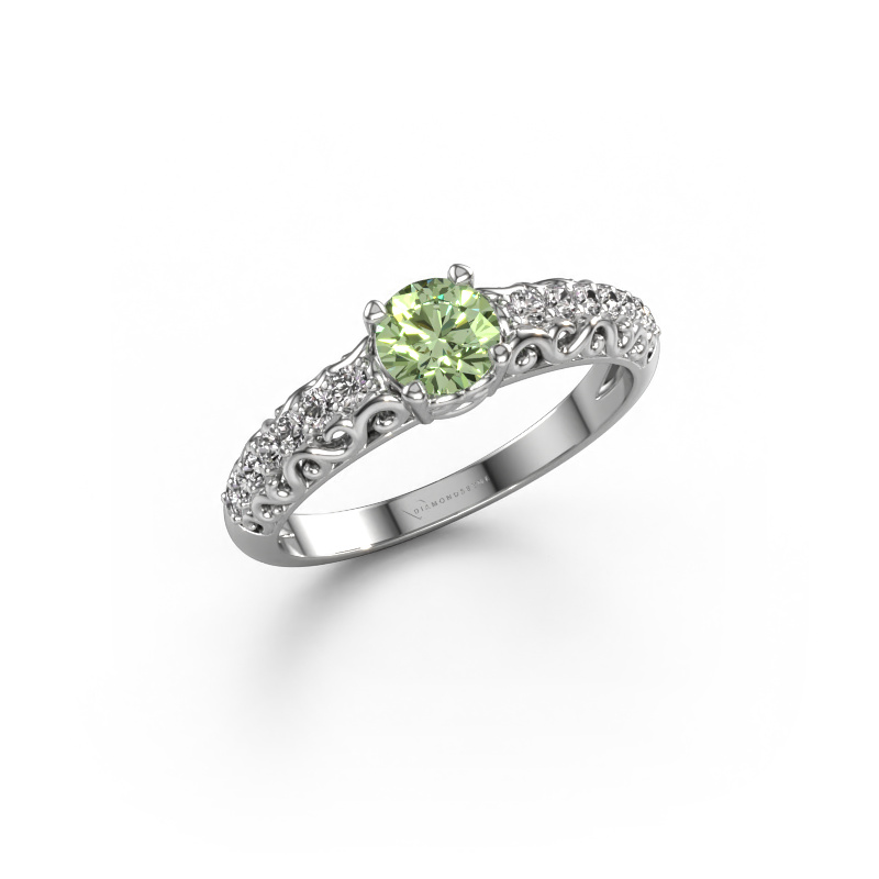 Image of Engagement ring Mellie 950 platinum Green lab grown diamond 5 mm